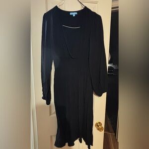 Draper James Black Sheath Dress with Bishop Sleeves